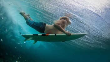 surfer under water