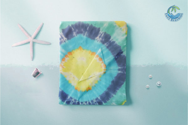 AQUA SHEET – Aqua Blue and Yellow with circles of tie dye