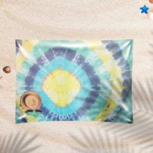 AQUA SHEET – Aqua Blue and Yellow with circles of tie dye