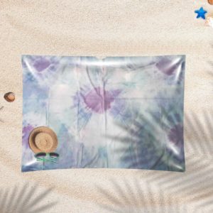 EASY SHEET – Aqua Blue tie dye with purple dots