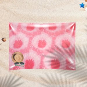 AQUA SHEET – Light & Dark Pink dots and circles of tie dye